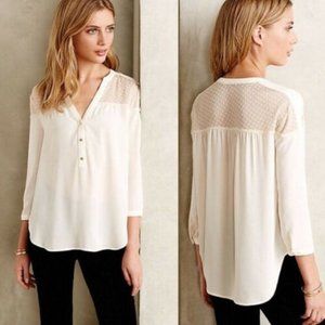 Anthropologie Maeve Vantaa Cream Henley Blouse